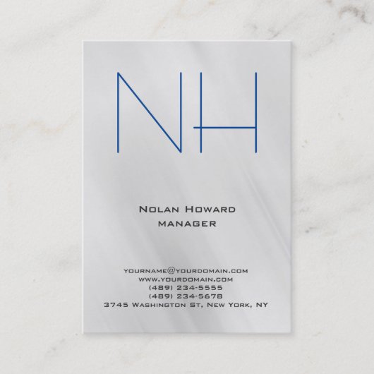 Ongekende gewone grijze monogram visitekaartje (Voorkant)