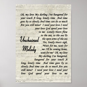 Ongekende Melody Wall Art Song Lyric Print