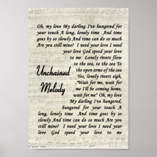 Ongekende Melody Wall Art Song Lyric Print