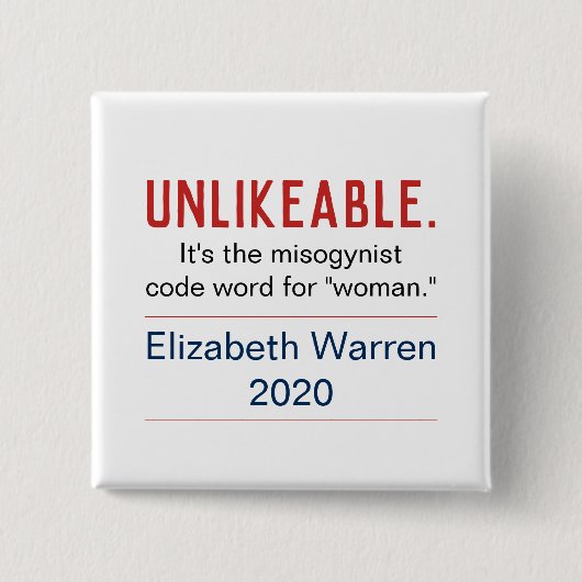 Ongekende vrouw Pro-Elizabeth Warren 2020 Vierkante Button 5,1 Cm (Voorkant)