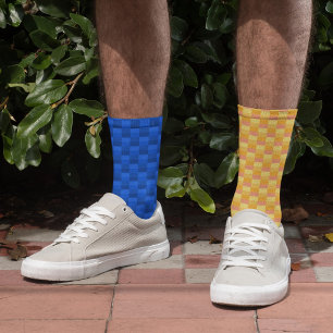 Ongelijke gele en blauwe kleurschakeringen Oneven Sokken