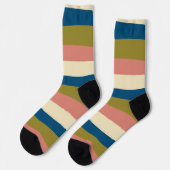 Ongelijke Strepen - Blauw, Olijfgroen, Roze en Crè Sokken (Links)