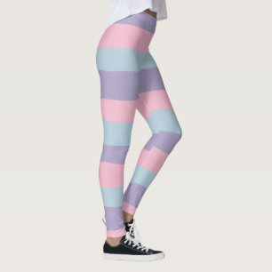 Ongelijke strepen in blauw, roze en lila leggings
