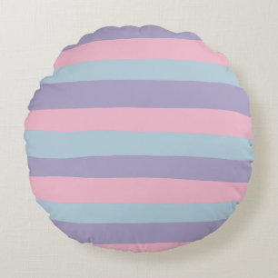 Ongelijke Strepen in Blauw, Roze en Lila Rond Kussen
