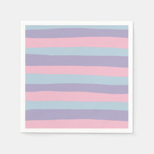 Ongelijke Strepen in Blauw, Roze en Lila Servet