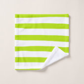 Ongelijke strepen in Lime Groen en Wit Bad Handdoek (Wasdoekje)