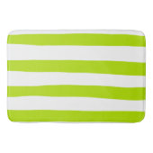 Ongelijke strepen in Lime Groen en Wit Badmat (Voorkant)