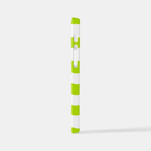 Ongelijke strepen in Lime Groen en Wit iPhone Hoesje (Linkerkant)