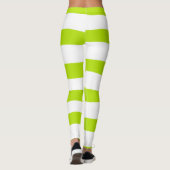 Ongelijke strepen in Lime Groen en Wit Leggings (Achterkant)