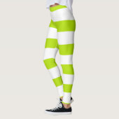 Ongelijke strepen in Lime Groen en Wit Leggings (Links)