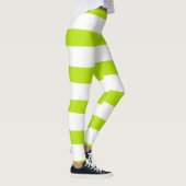 Ongelijke strepen in Lime Groen en Wit Leggings (Rechts)