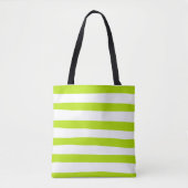 Ongelijke strepen in Lime Groen en Wit Tote Bag (Voorkant)