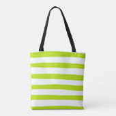 Ongelijke strepen in Lime Groen en Wit Tote Bag (Achterkant)