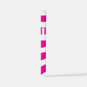 Ongelijke strepen in magenta en wit iPhone hoesje (Rechterkant)