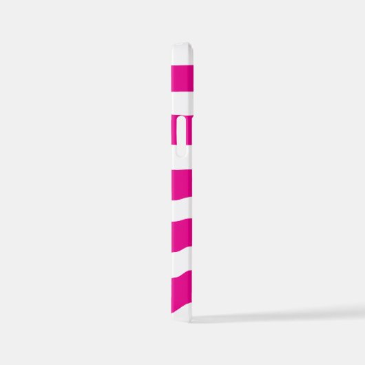 Ongelijke strepen in magenta en wit iPhone hoesje (Rechterkant)