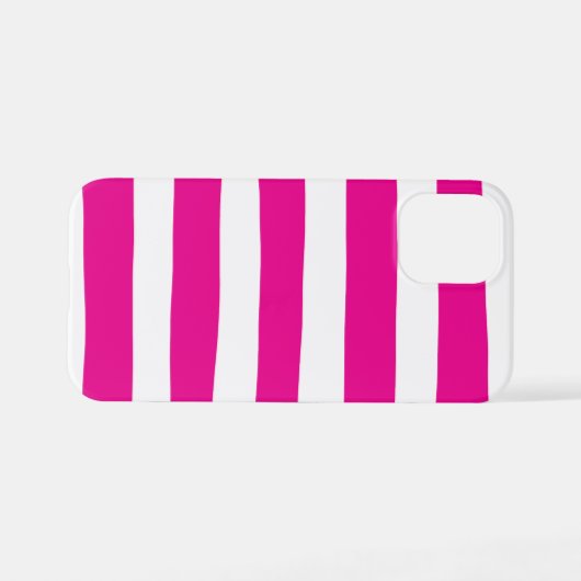 Ongelijke strepen in magenta en wit iPhone hoesje (Achterkant horizontaal)