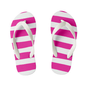 Ongelijke strepen in magenta en wit kinder teenslippers