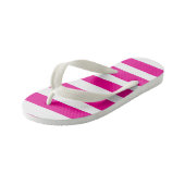 Ongelijke strepen in magenta en wit kinder teenslippers (Schuin)