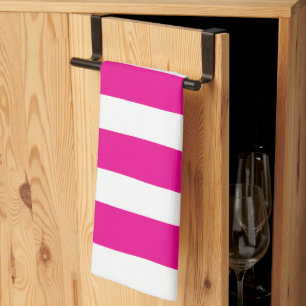 Ongelijke strepen in magenta en wit theedoek