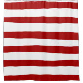 Ongelijke strepen in rood en wit douchegordijn (Voorkant)