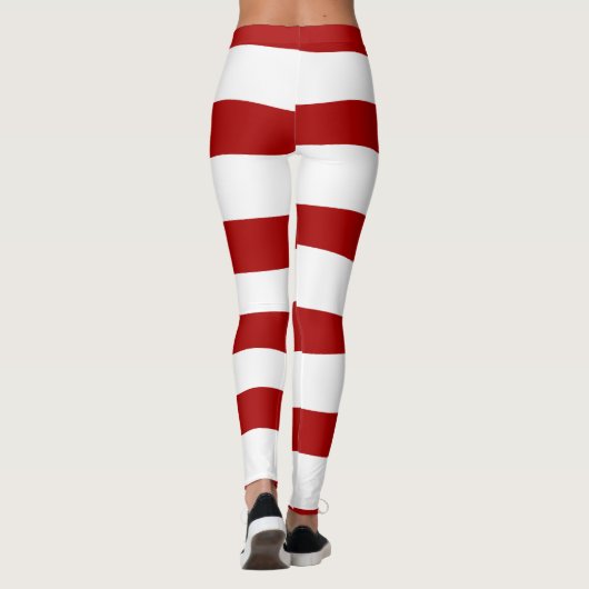 Ongelijke strepen in rood en wit leggings (Achterkant)