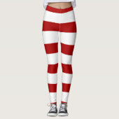Ongelijke strepen in rood en wit leggings (Voorkant)