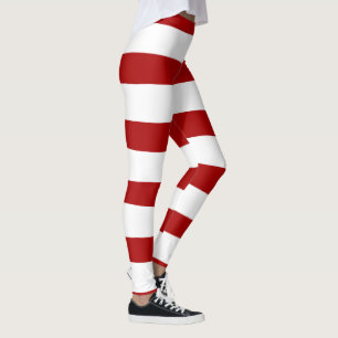 Ongelijke strepen in rood en wit leggings