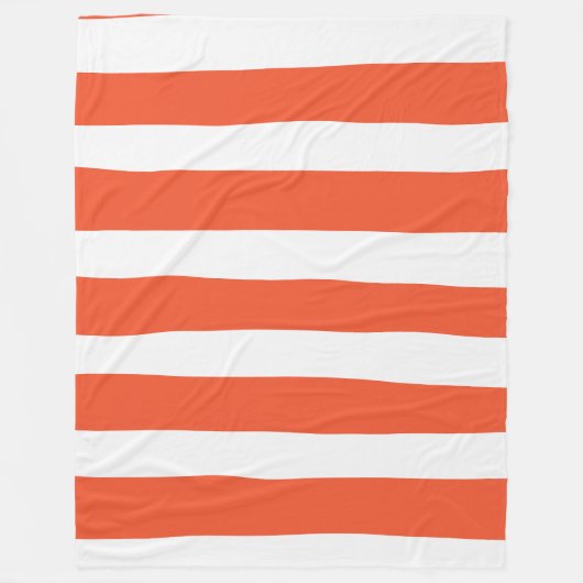 Ongelijke Strepen - Oranje en Wit Fleece Deken (Voorkant)