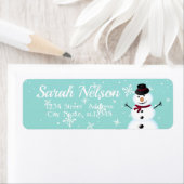 Ongelofelijk, cool, blauw kerstsnowman-label etiket (Insitu)