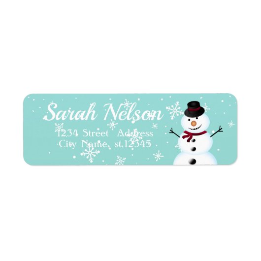 Ongelofelijk, cool, blauw kerstsnowman-label etiket (Voorkant)