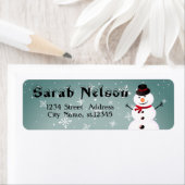 Ongelofelijk, cool, blauw kerstsnowman-label etiket (Insitu)