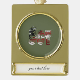 Ongelofelijk patriottisch militair uniek verguld banner ornament