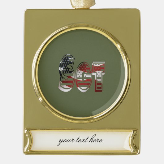 Ongelofelijk patriottisch militair uniek verguld banner ornament (Voorkant)