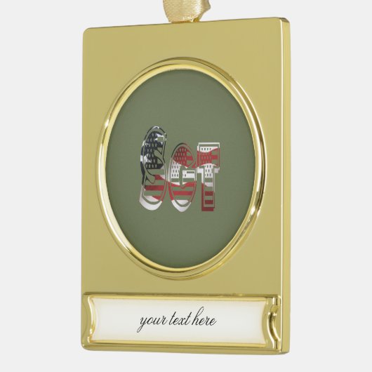 Ongelofelijk patriottisch militair uniek verguld banner ornament (Links)