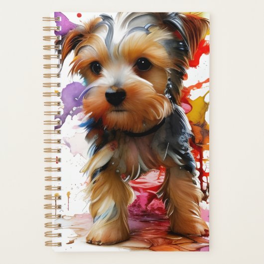 Ongelofelijk schattige Yorkie puppy planner (Voorkant)