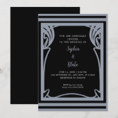 Ongelofelijk zwart en zilverkleurig deco-huwelijk kaart (Voorkant / Achterkant)