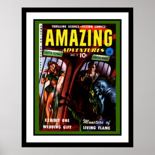 Ongelofelijke avonturen #2 Retro Sci Fi Comic Book Poster