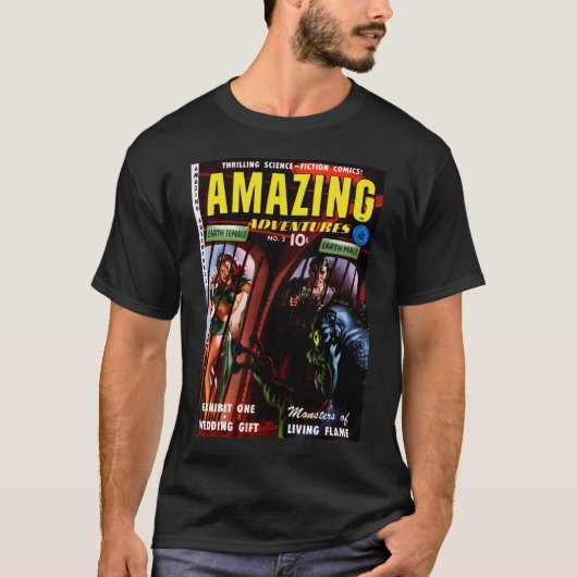 Ongelofelijke avonturen #2 Retro Sci Fi Comic Book T-shirt (Voorkant)