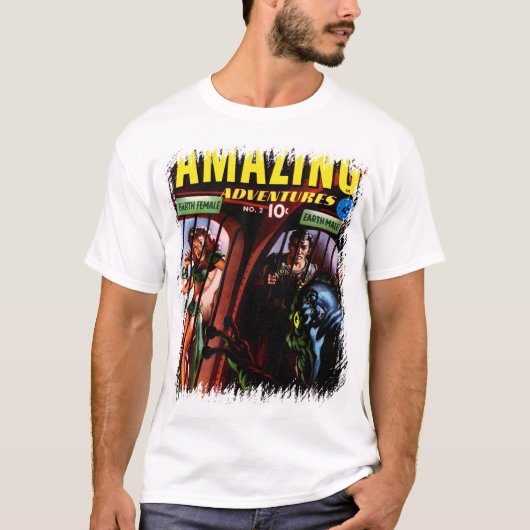 Ongelofelijke avonturen #2 Retro Sci Fi Comic Book T-shirt (Voorkant)