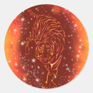 Ongelofelijke brandtijger op de Sterrennacht van G Ronde Sticker