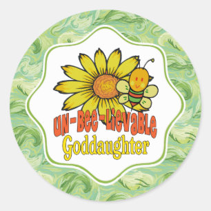 Ongelofelijke goddochter Zonnebloemen en bijen Ronde Sticker