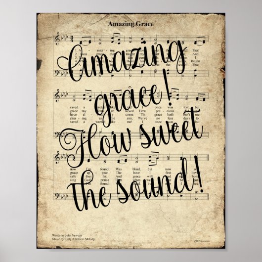 Ongelofelijke Grace Scripted Hymn Print (Voorkant)