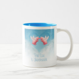 Ongelofelijke liefde tweekleurige koffiemok