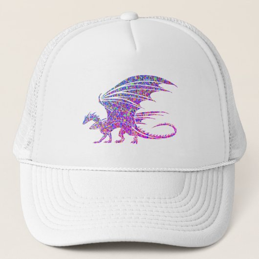 Ongelofelijke Mozaïek Dragon Paarse Accent Canvas Trucker Pet (Voorkant)