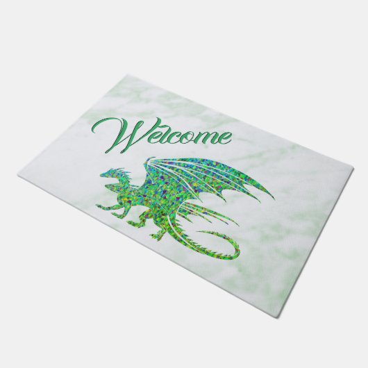 Ongelofelijke Mozaïekgroene draak Welkom Deurmat (Schuin)
