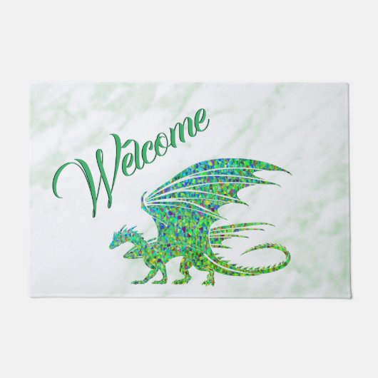 Ongelofelijke Mozaïekgroene draak Welkom Deurmat (Voorkant)