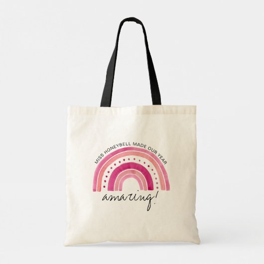 Ongelofelijke Teacher Pink Doodle Rainbow Geperson Tote Bag (Achterkant)