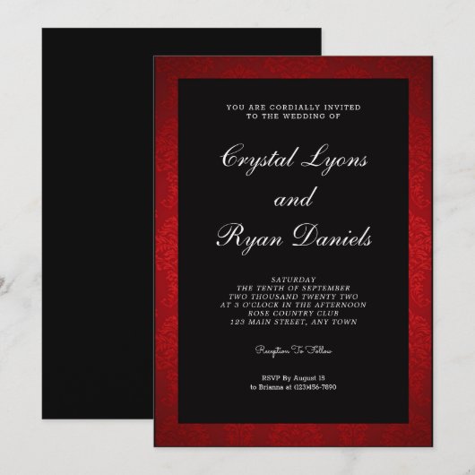 Ongelofelijke uitnodiging voor Retro Red en Black  (Voorkant / Achterkant)