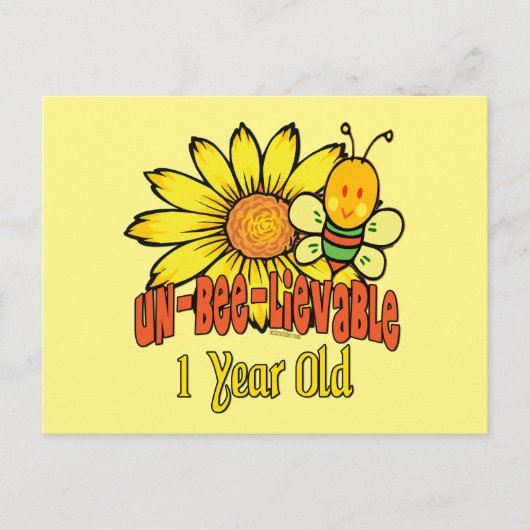 Ongelooflijk 1 jaar oud - 1e verjaardag briefkaart (Voorkant)