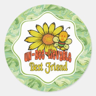 Ongelooflijk beste vriendschappelijke zonnebloemen ronde sticker